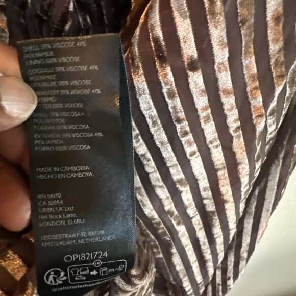 Anthropologie Forever that Girl Brown Velour Striped Long Sleeve ButtonUp  2X - Picture 6 of 9